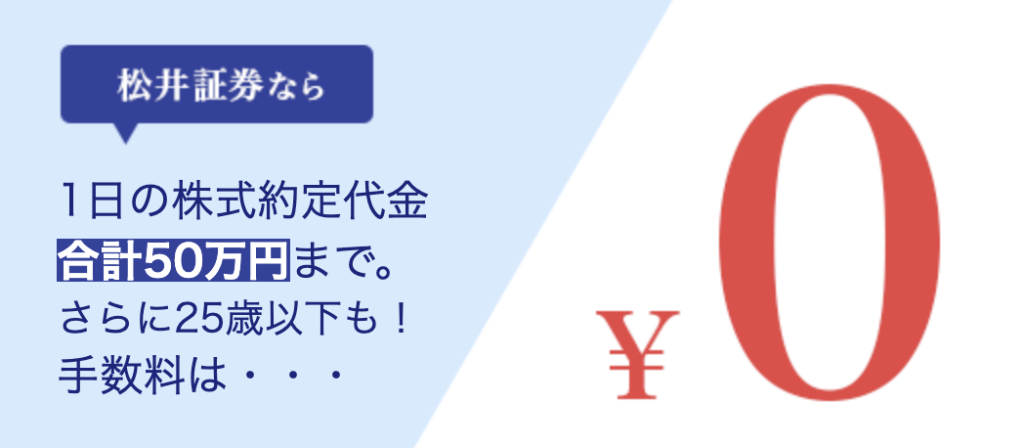 松井証券は1日の株式約定代金合計50万円まで無料